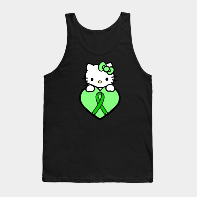 Cartoon cat awareness ribbon (green) Tank Top by CaitlynConnor